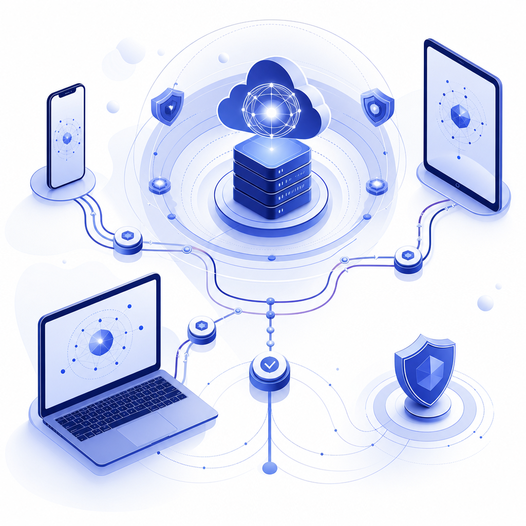 schematic showing CaptchaLa integration across devices and server-side validatio