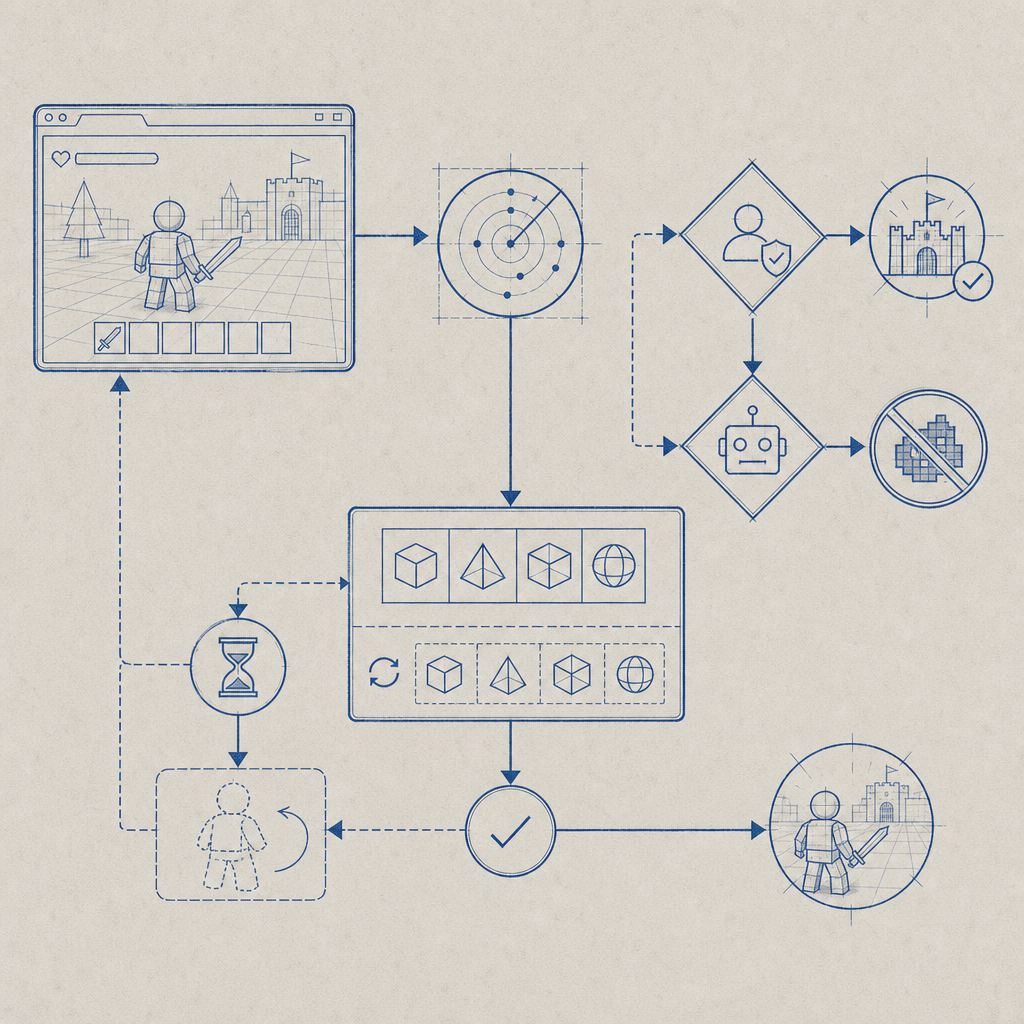 flowchart illustrating a bot detection and captcha verification cycle in a web g