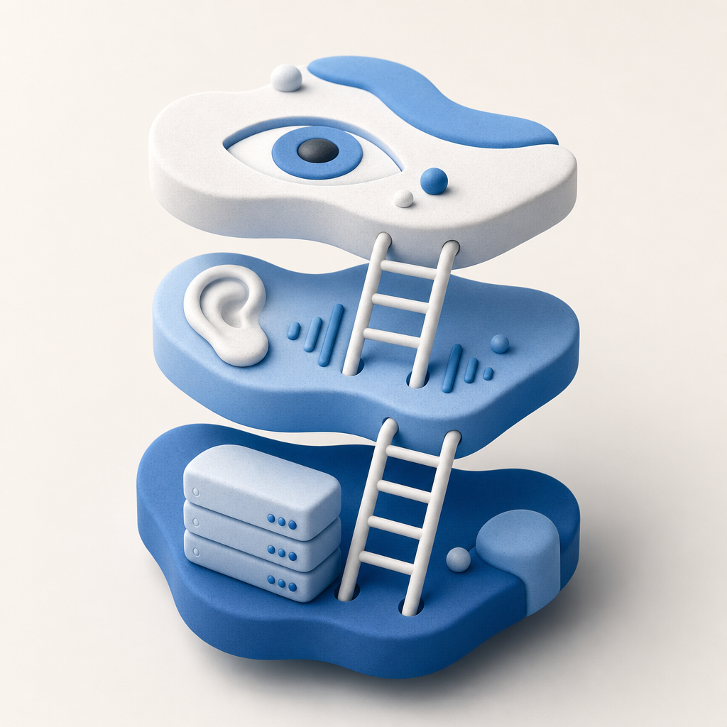 abstract accessibility ladder with visual, audio, and server verification layers