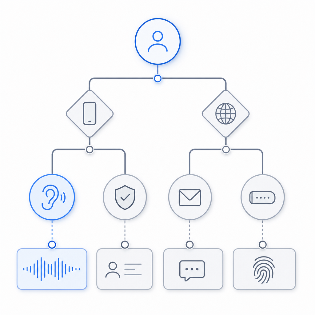 simple decision tree showing when to offer audio fallback versus other verificat