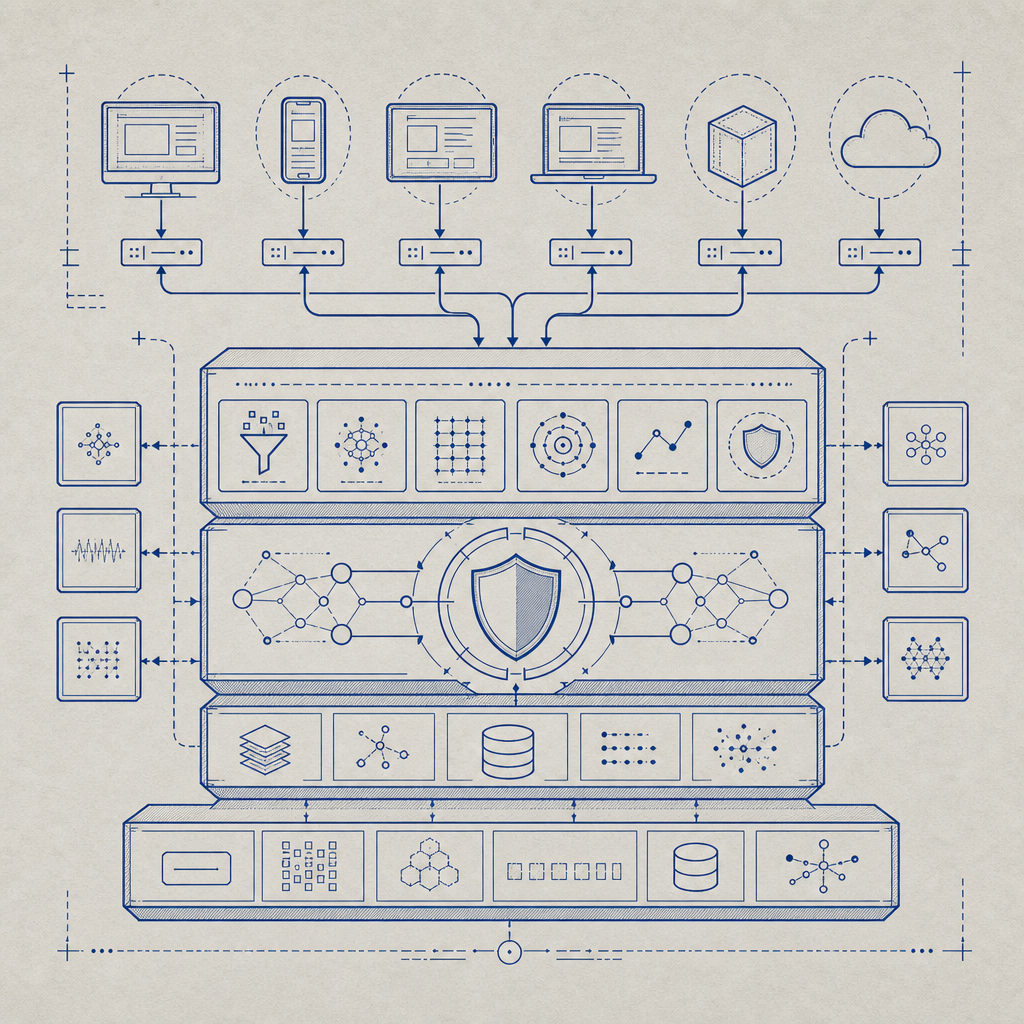 block diagram illustrating multi-platform SDK architecture for unified bot defen