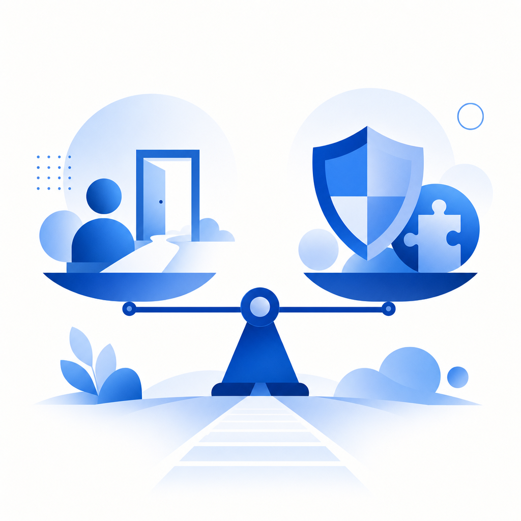 conceptual visualization of accessibility and security balance in captcha design
