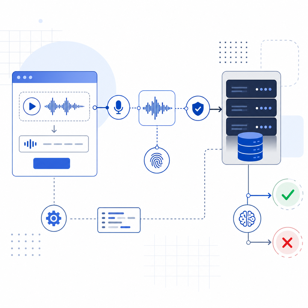 abstract diagram showing integration flow of audio CAPTCHA from frontend to back