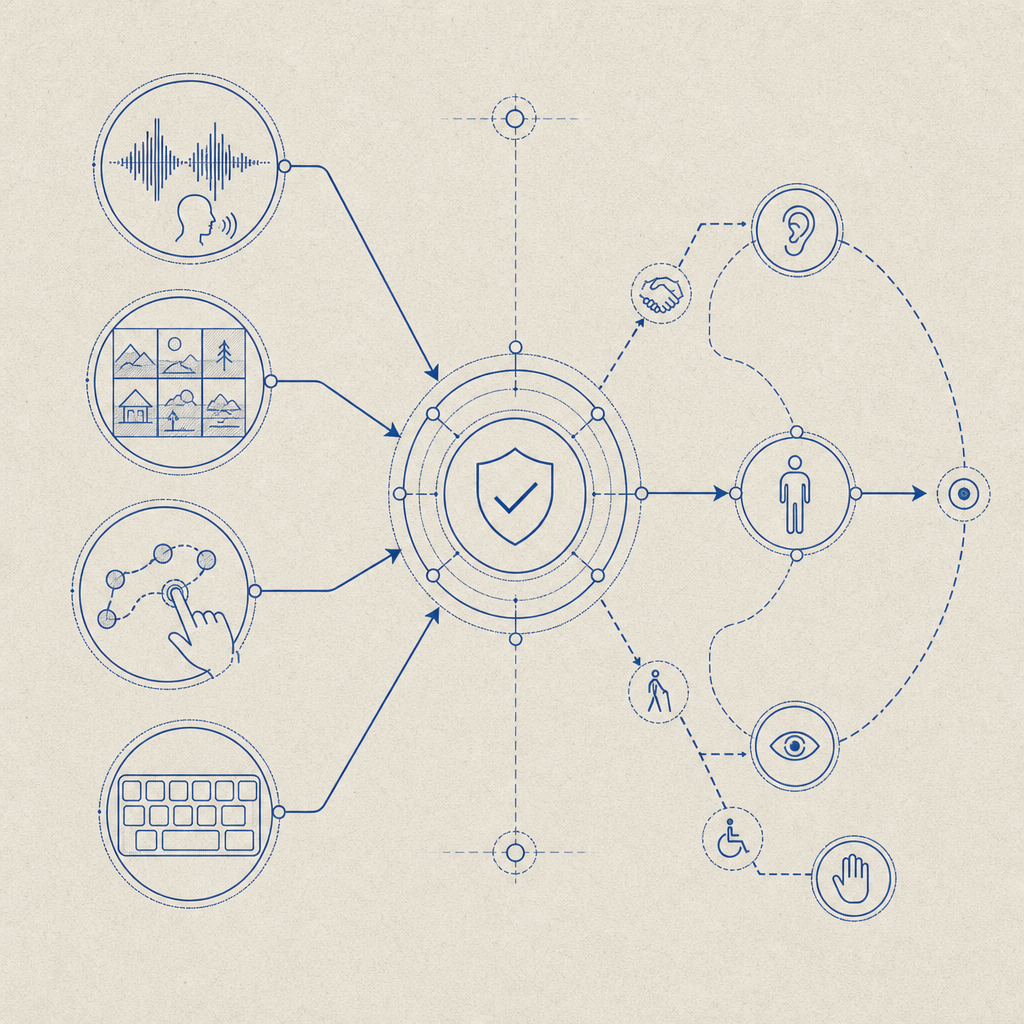 diagram illustrating accessibility and multi-modal CAPTCHA concepts