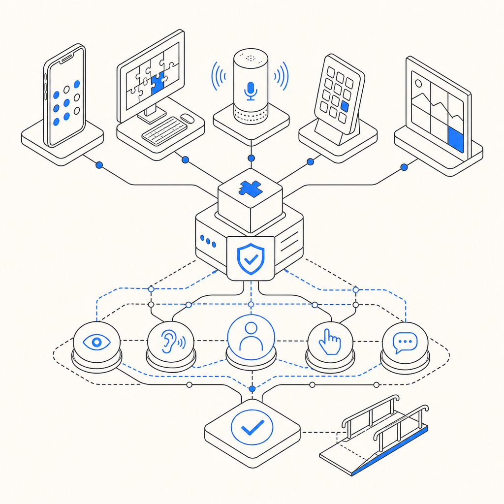 diagram showing accessibility and multichannel captcha interaction
