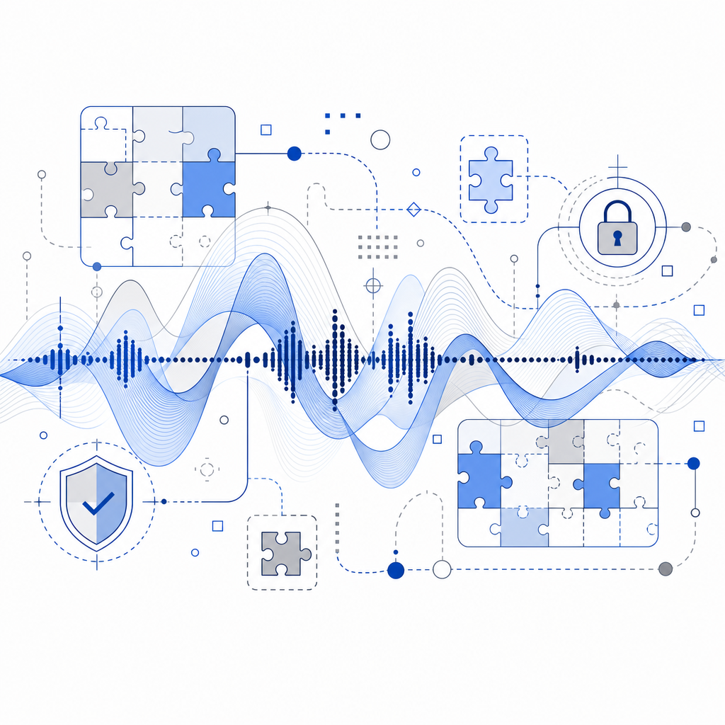 abstract concept of audio wave with CAPTCHA elements