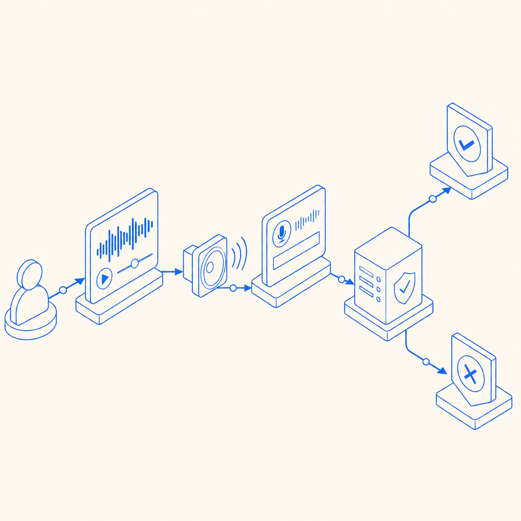 diagram showing user flow of audio CAPTCHA challenge and validation