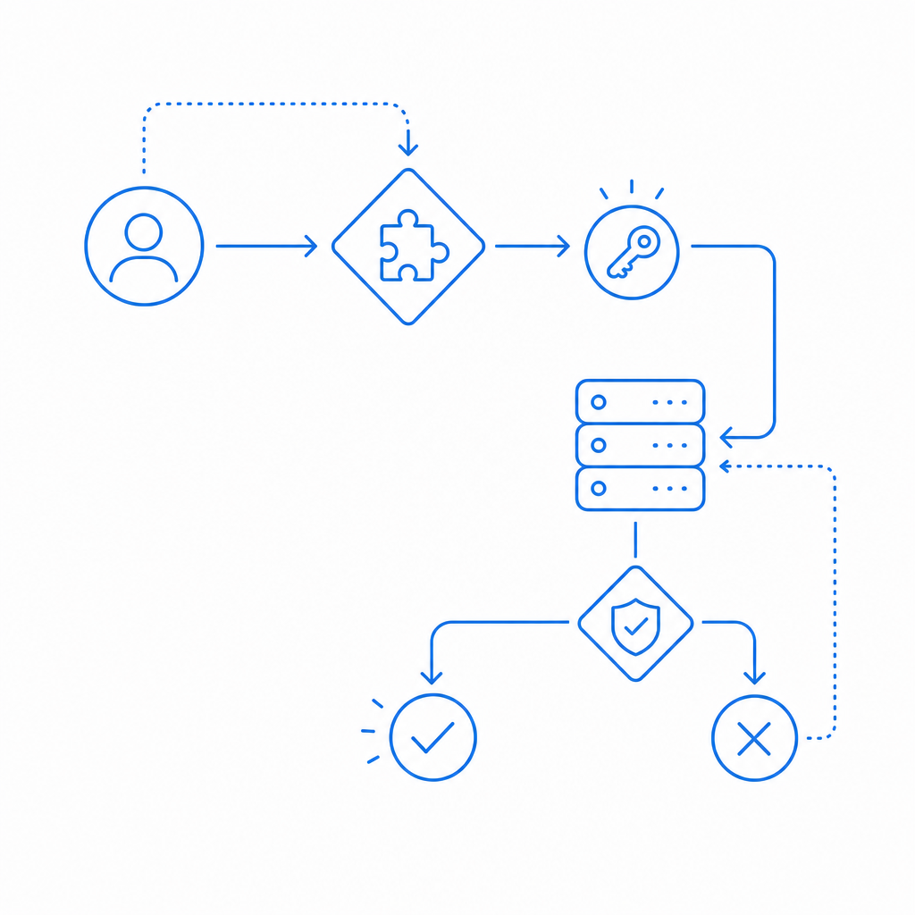 abstract flowchart showing fallback challenge, token issuance, server validation