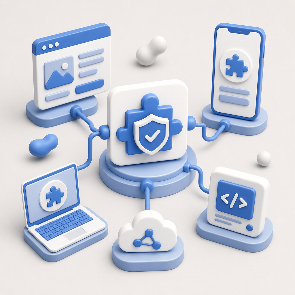 multi-platform CAPTCHA integration showing web and mobile SDK icons