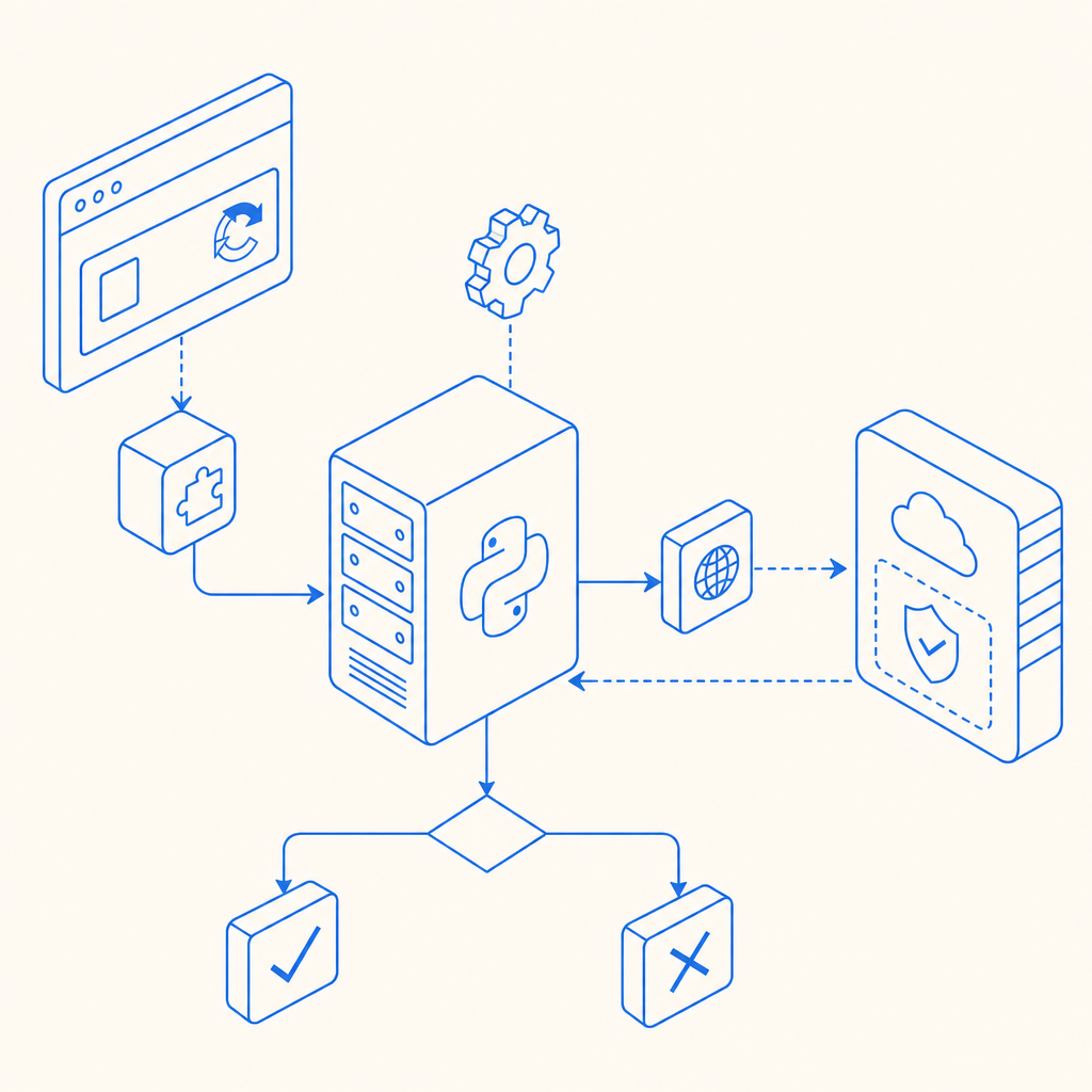 flowchart illustrating captcha validation API call from Python backend
