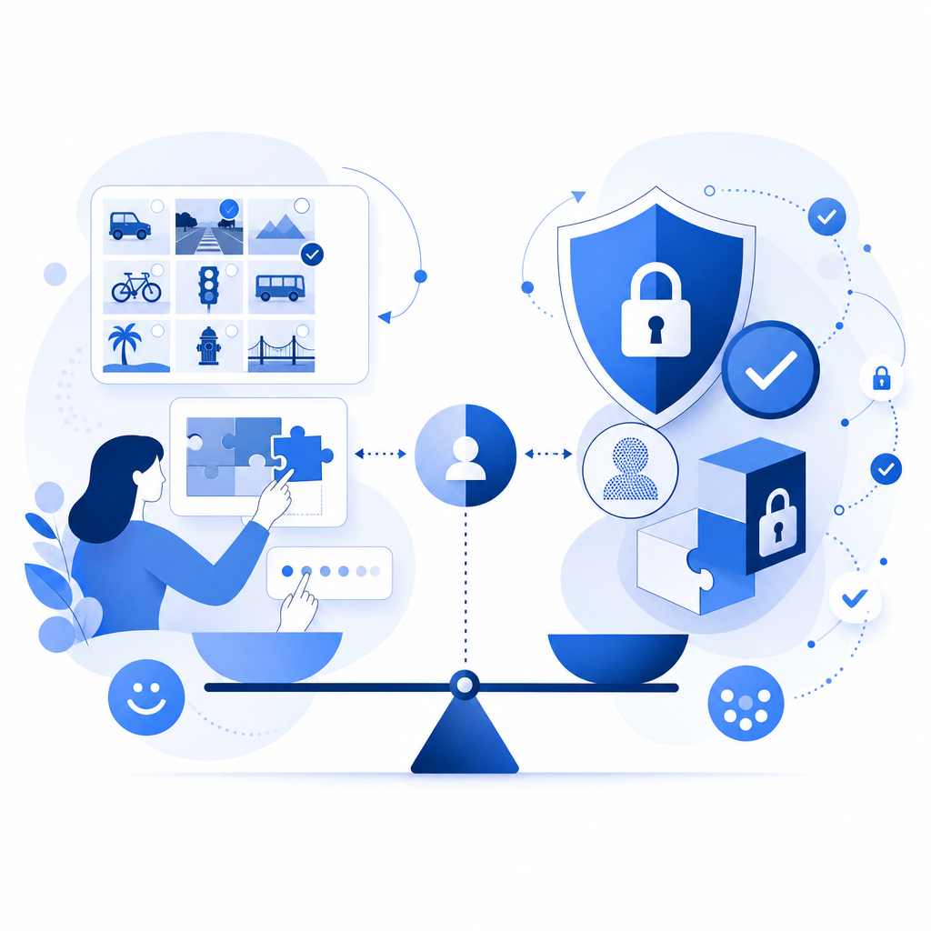 conceptual diagram comparing captcha user experiences and privacy features