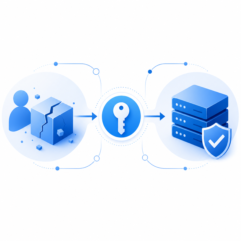 abstract flow diagram of client challenge, token, and server validation
