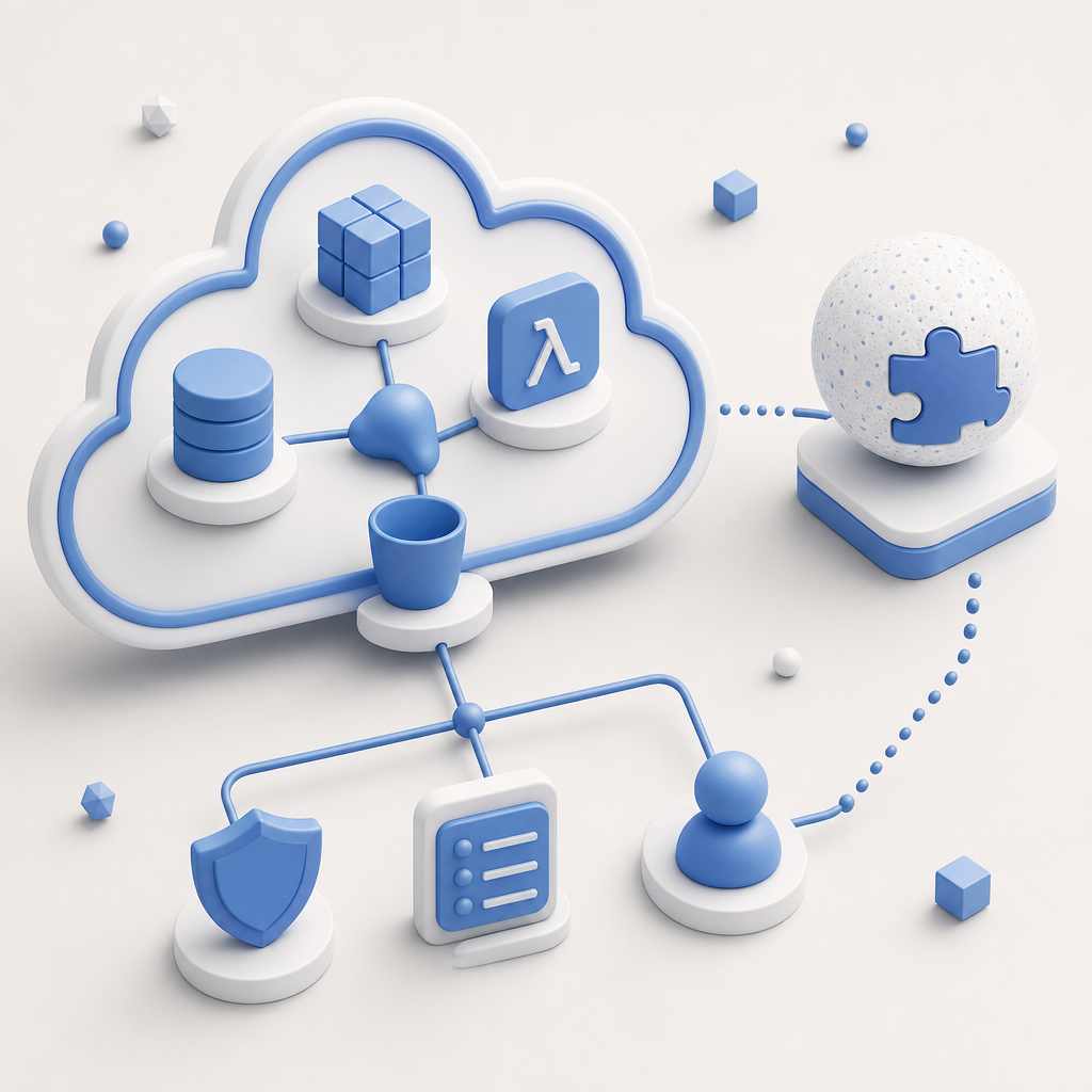 abstract diagram showing AWS components working with external CAPTCHA services