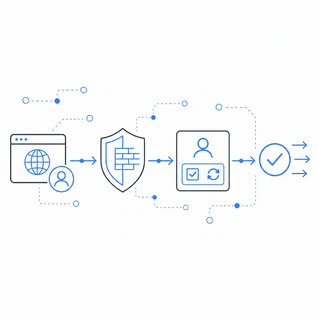 Abstract diagram showing web request flow through AWS WAF CAPTCHA