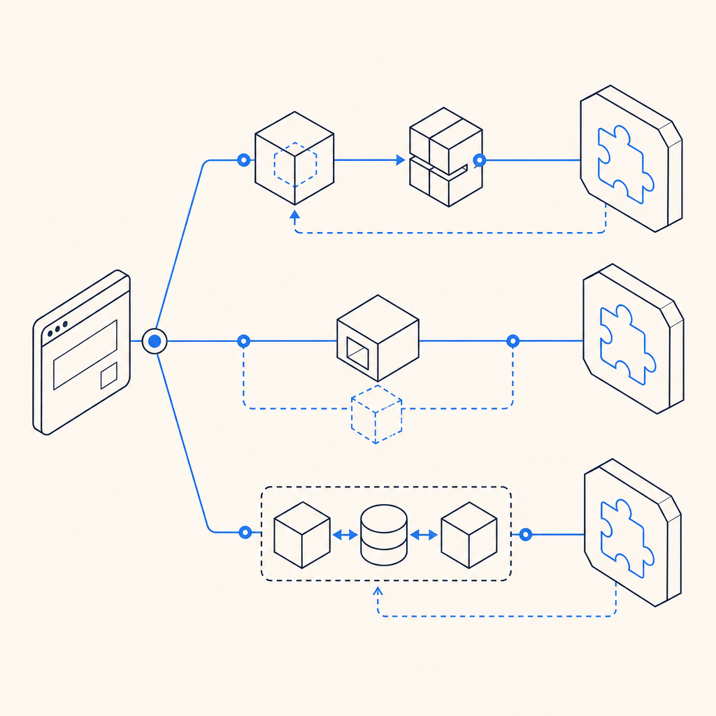 abstract diagram comparing CAPTCHA service integration options