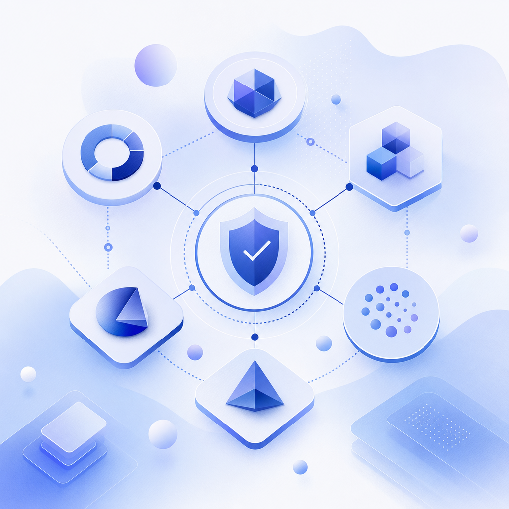 abstract comparison of different captcha service logos and connectivity