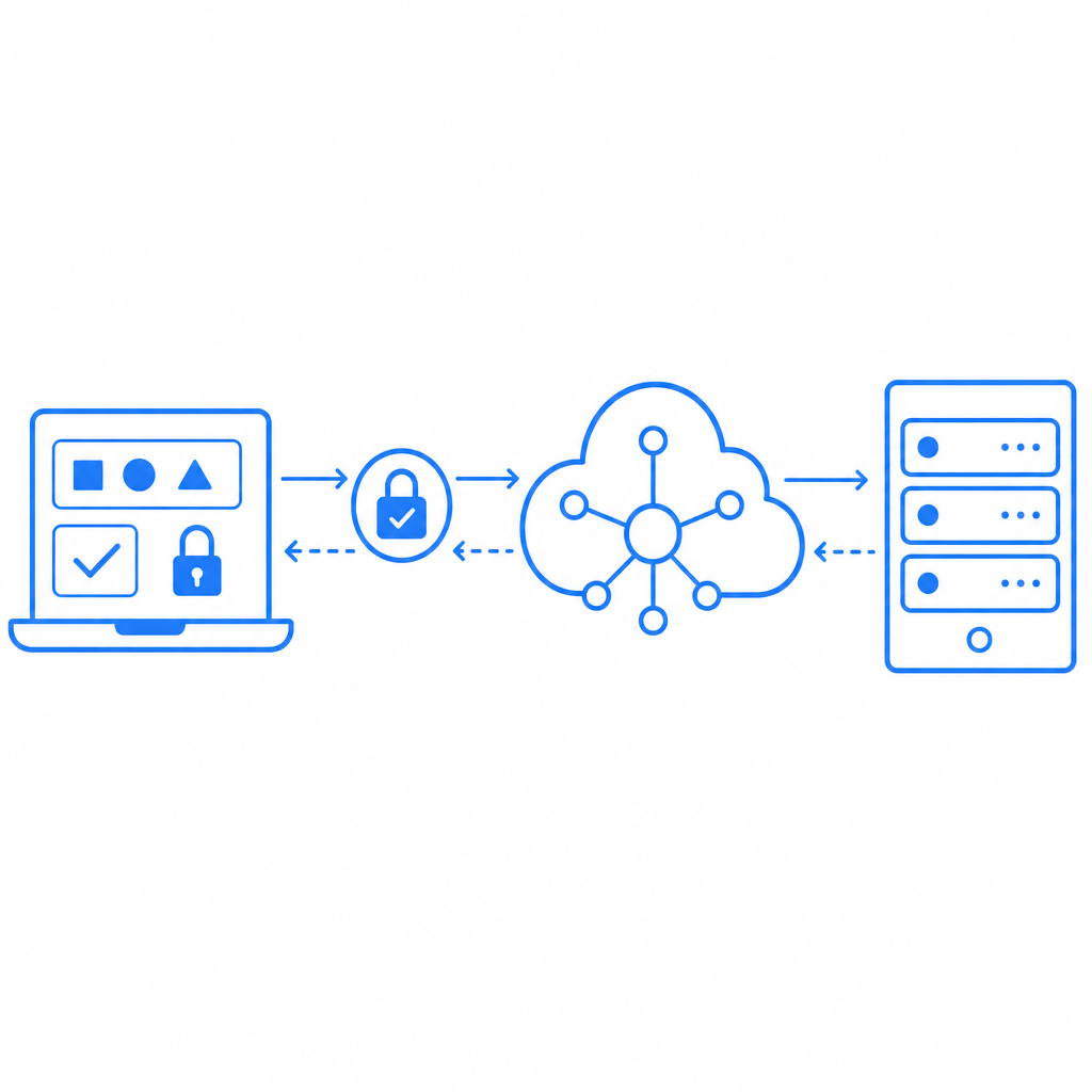 conceptual flow of CAPTCHA validation between client, server, and CDN