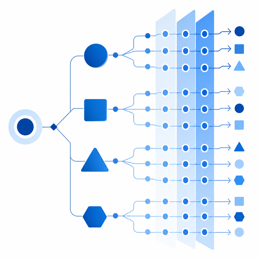 abstract decision tree comparing loadout roles and traffic verification layers