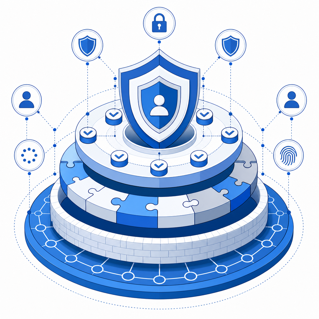 conceptual scheme showing security layers with CAPTCHA integration