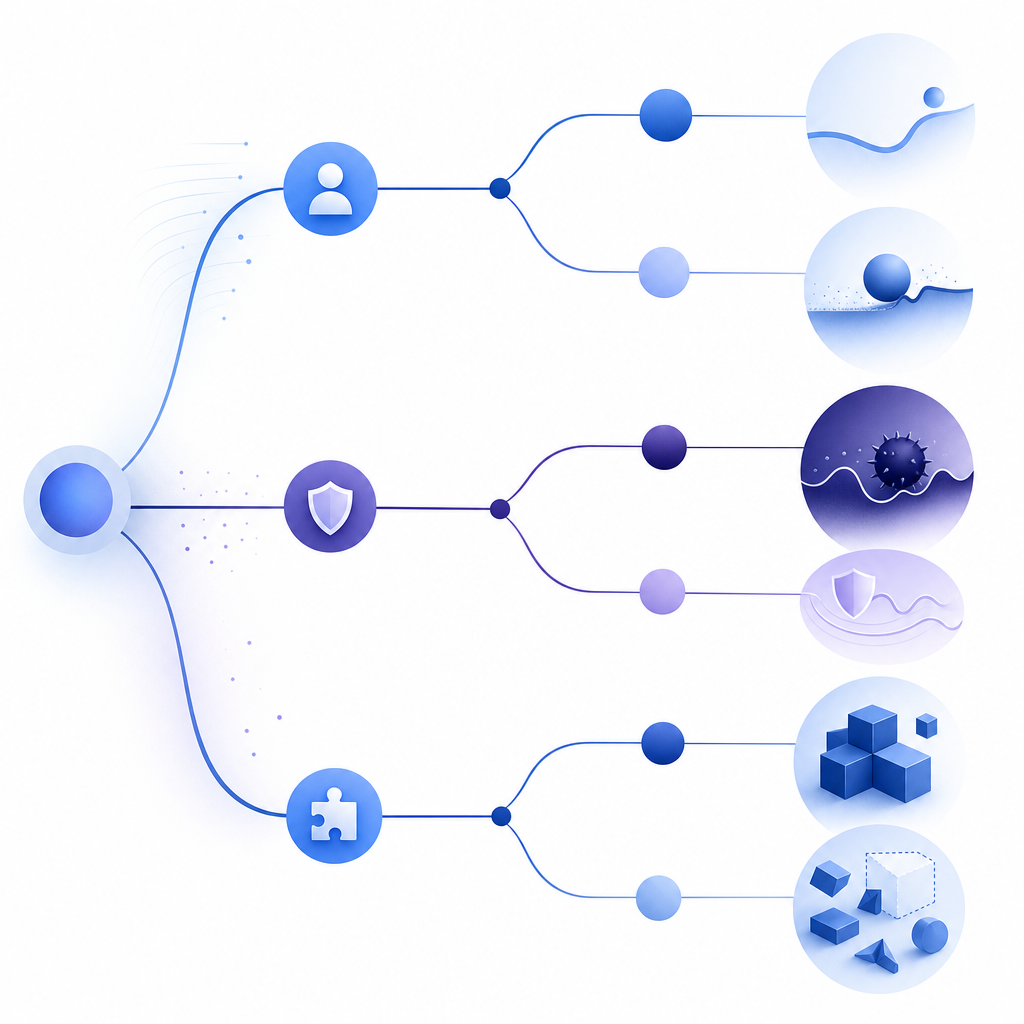 abstract decision tree comparing user friction, bot resistance, and integration 