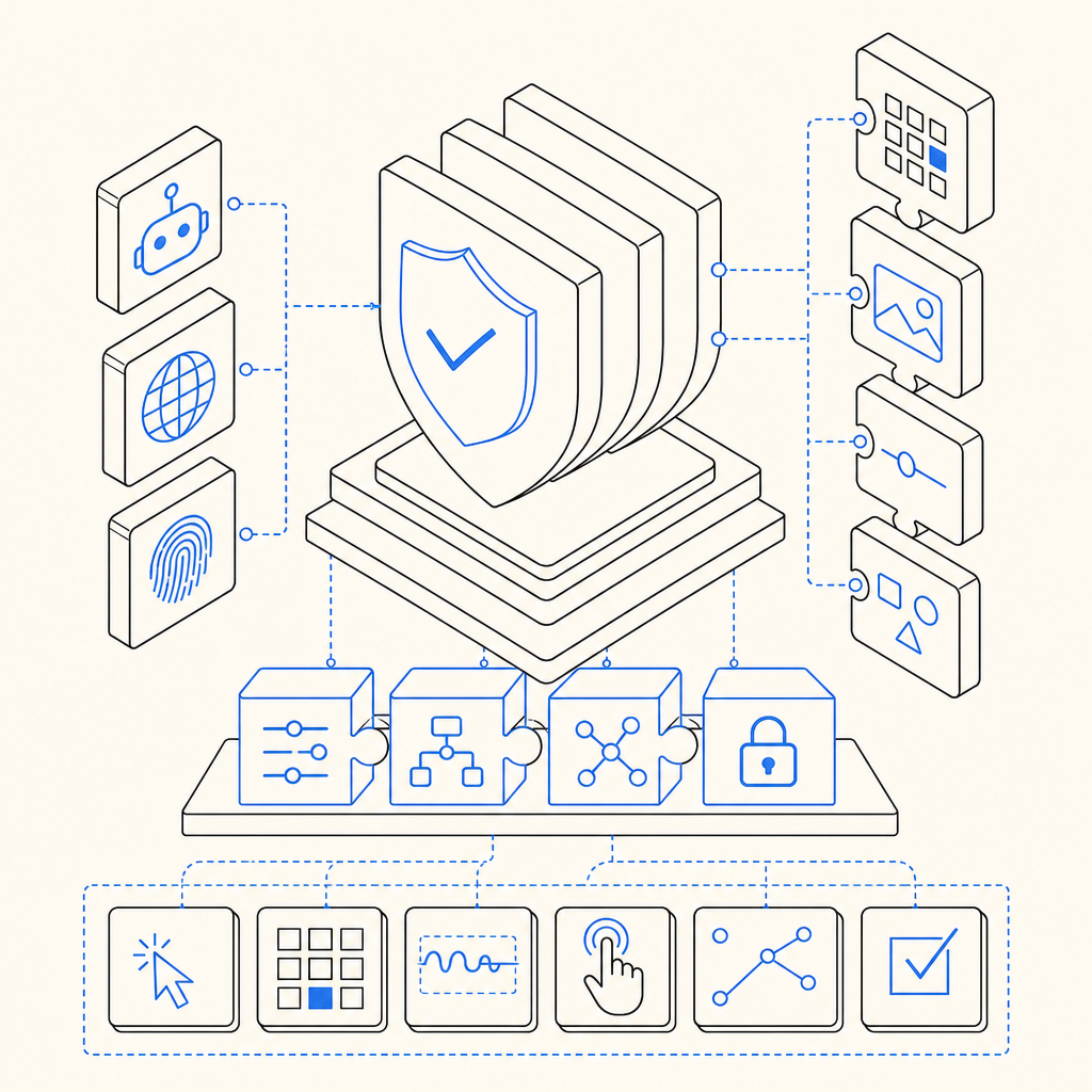 conceptual visualization of CAPTCHA challenge customization and security layers