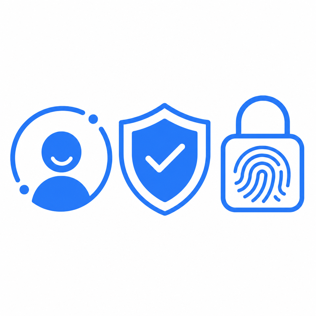 abstract comparison of user experience, security, and privacy icons