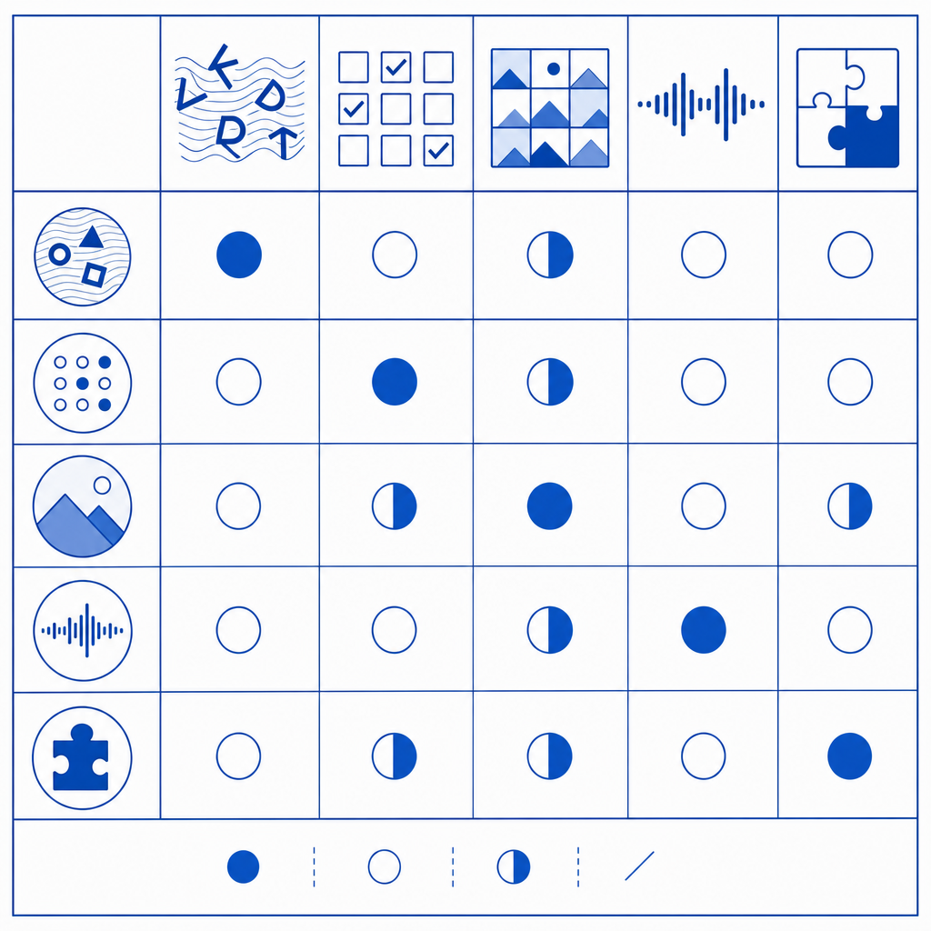 abstract comparison grid of captcha features