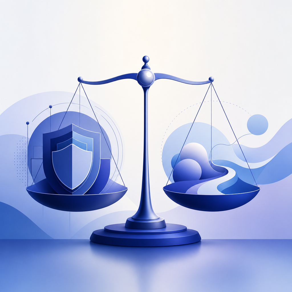 conceptual diagram showing balance between security and user-friendliness in cap
