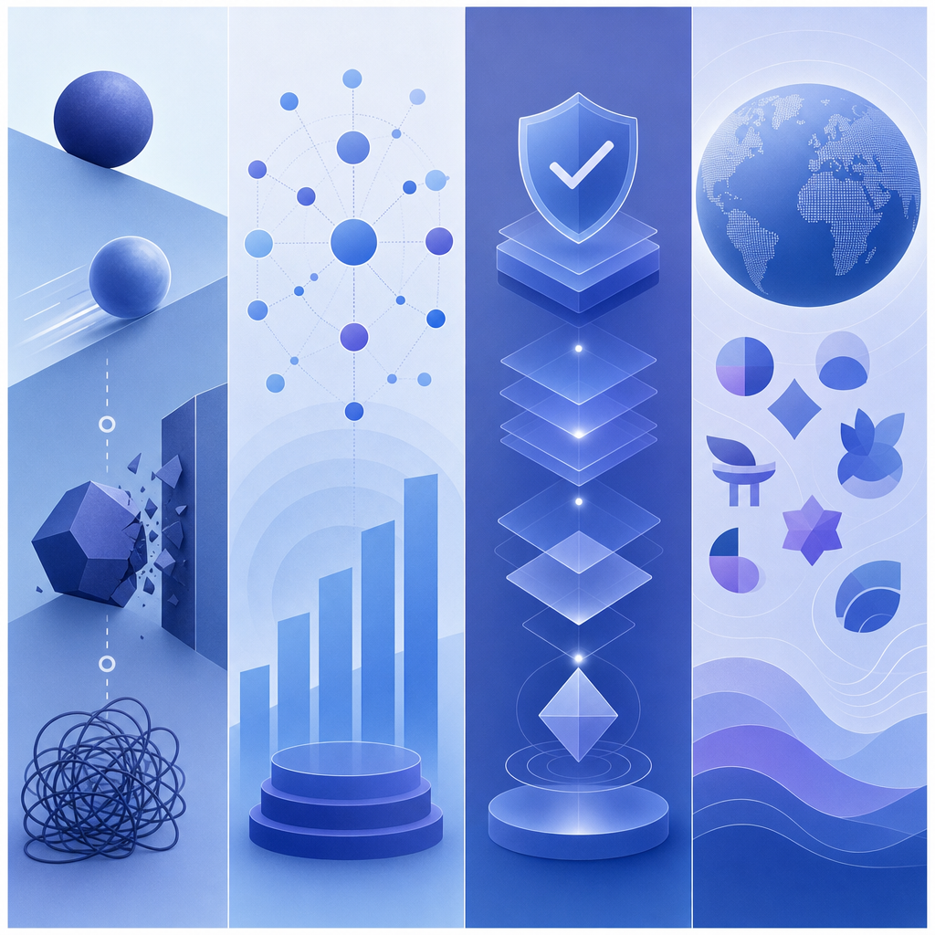 abstract comparison matrix with columns for friction, SDK reach, validation, and
