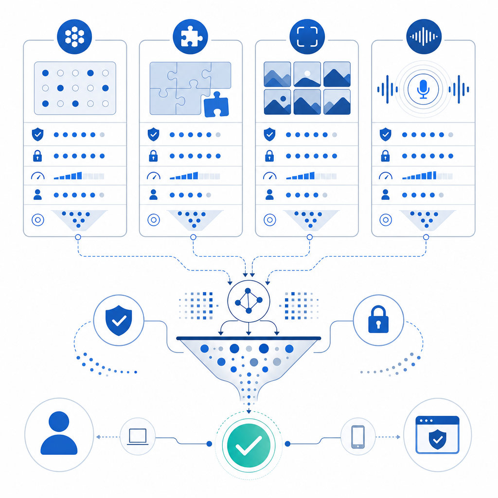 diagram showing different CAPTCHA providers and their key features
