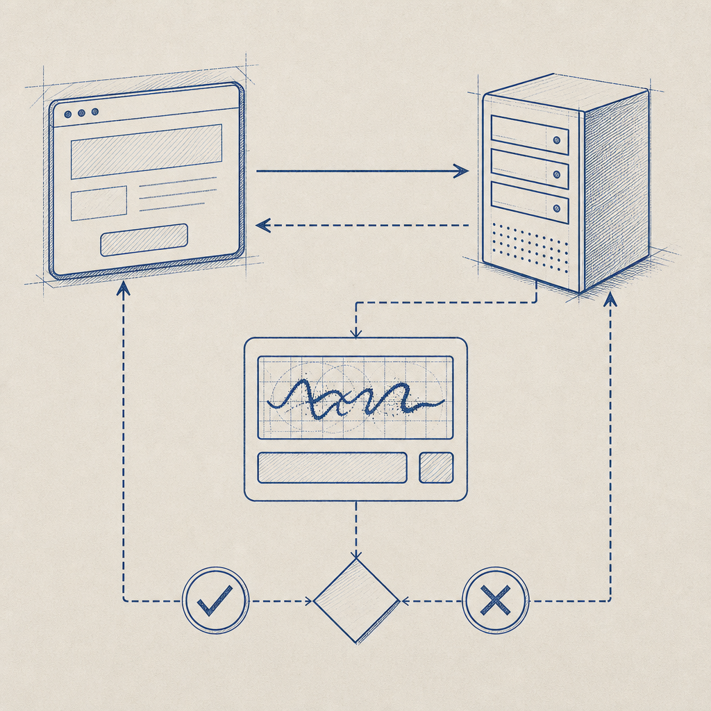 diagram showing client-server CAPTCHA validation flow