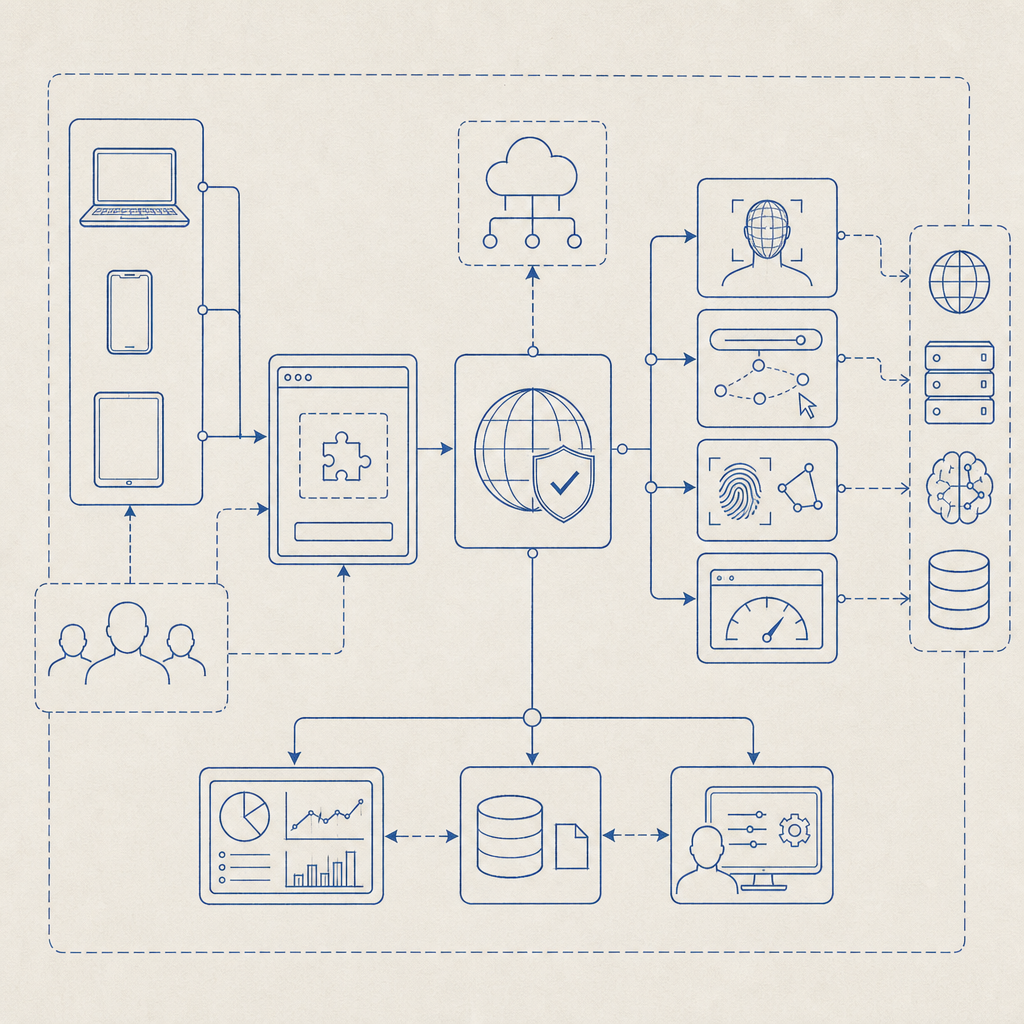 flowchart illustrating remote captcha-related roles and integrations