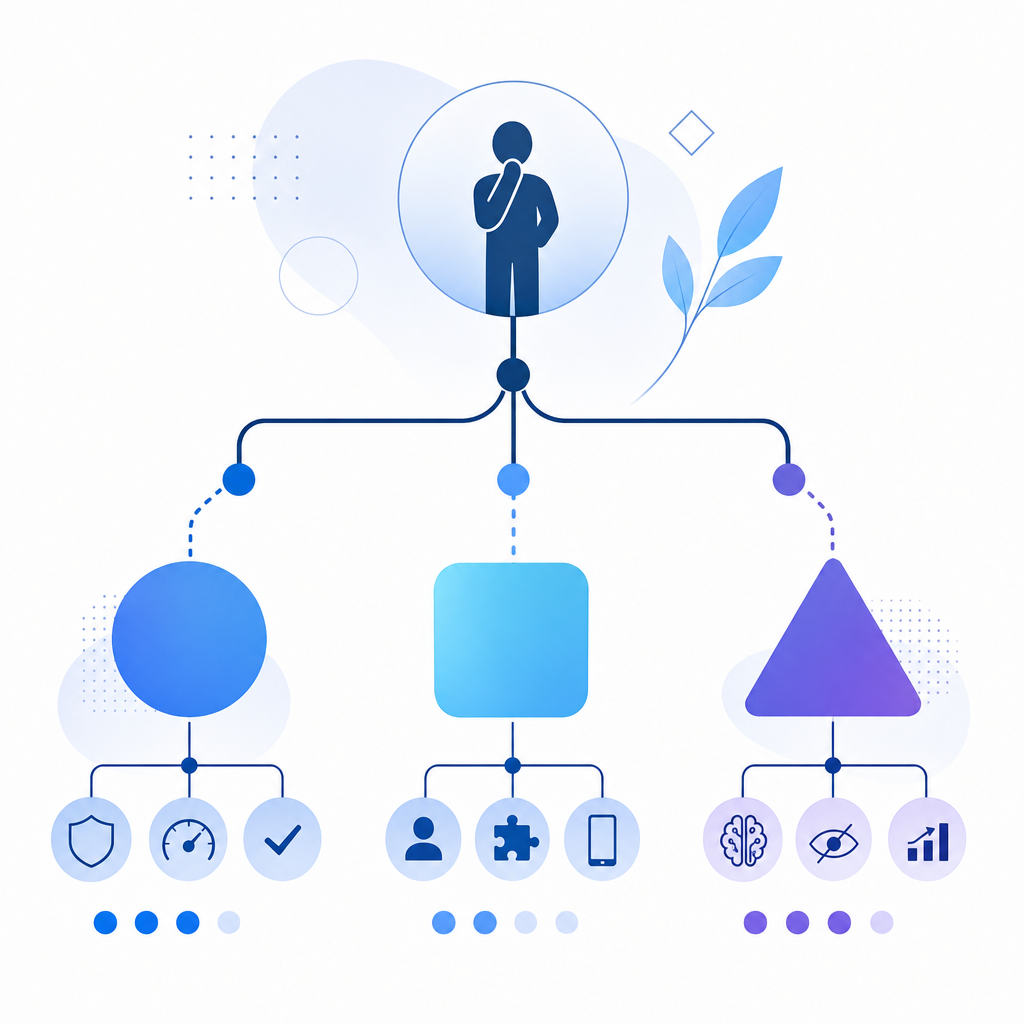abstract decision tree comparing captcha provider choices for WordPress