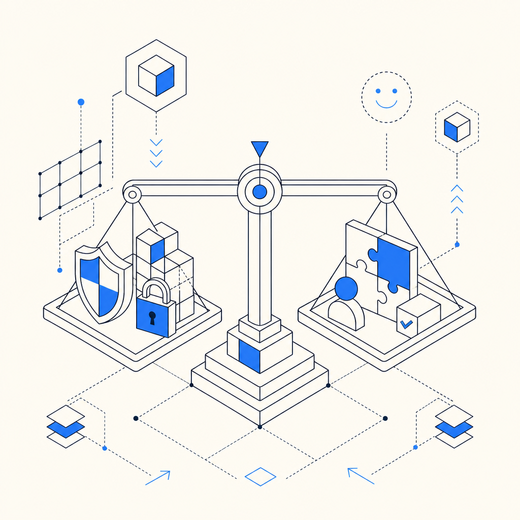conceptual illustration of balancing security and user experience in CAPTCHA des