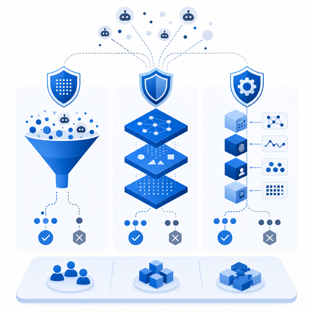 diagram comparing bot-defense strategies in plugin options