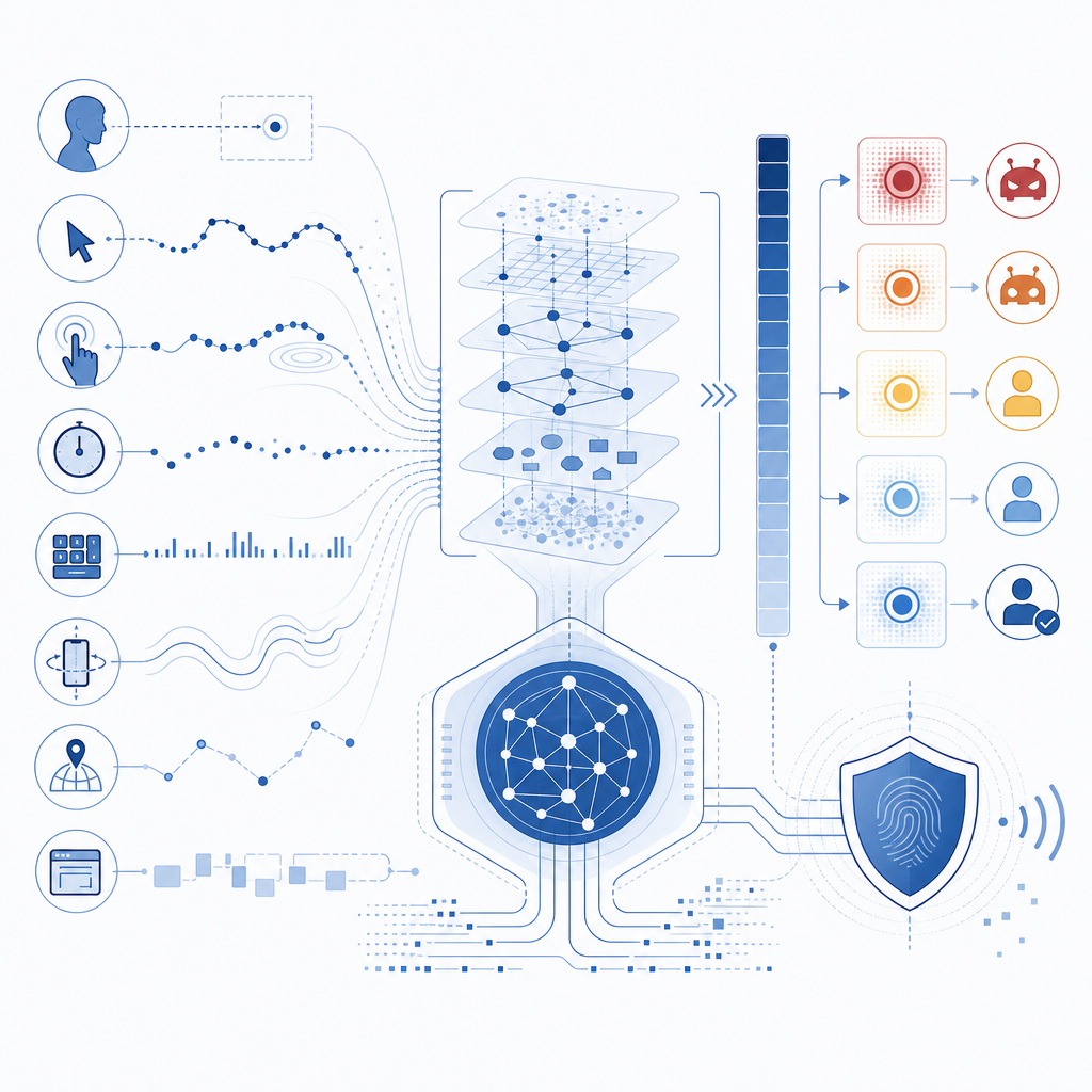 conceptual diagram illustrating invisible CAPTCHA risk scoring analyzing user ac