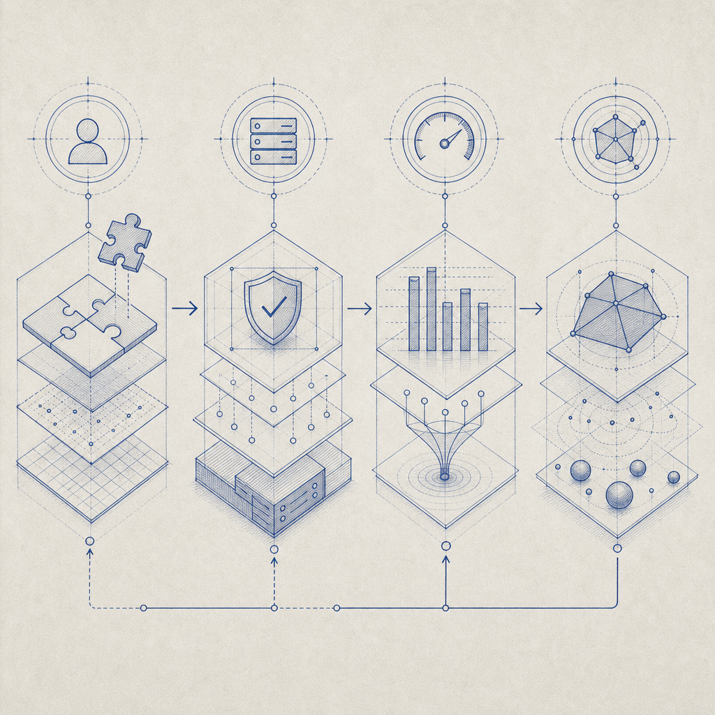 layered security diagram showing client puzzle, server validation, rate limiting