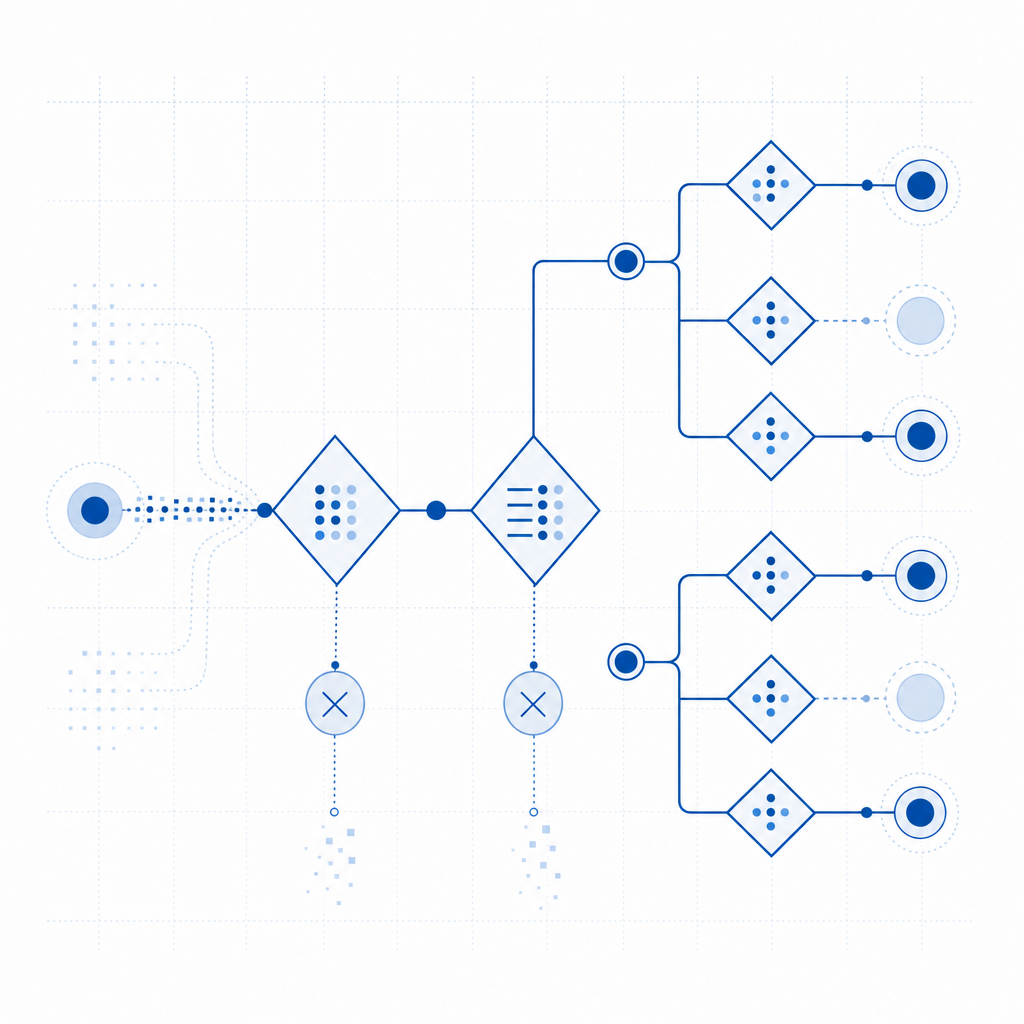 abstract decision tree for tenant mismatch, entitlement, and endpoint selection