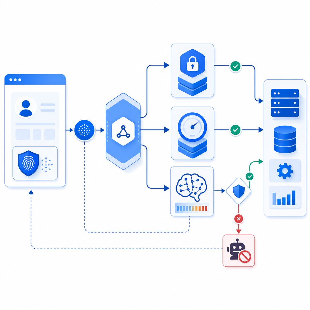 flowchart showing bot detection integration steps across frontend and backend