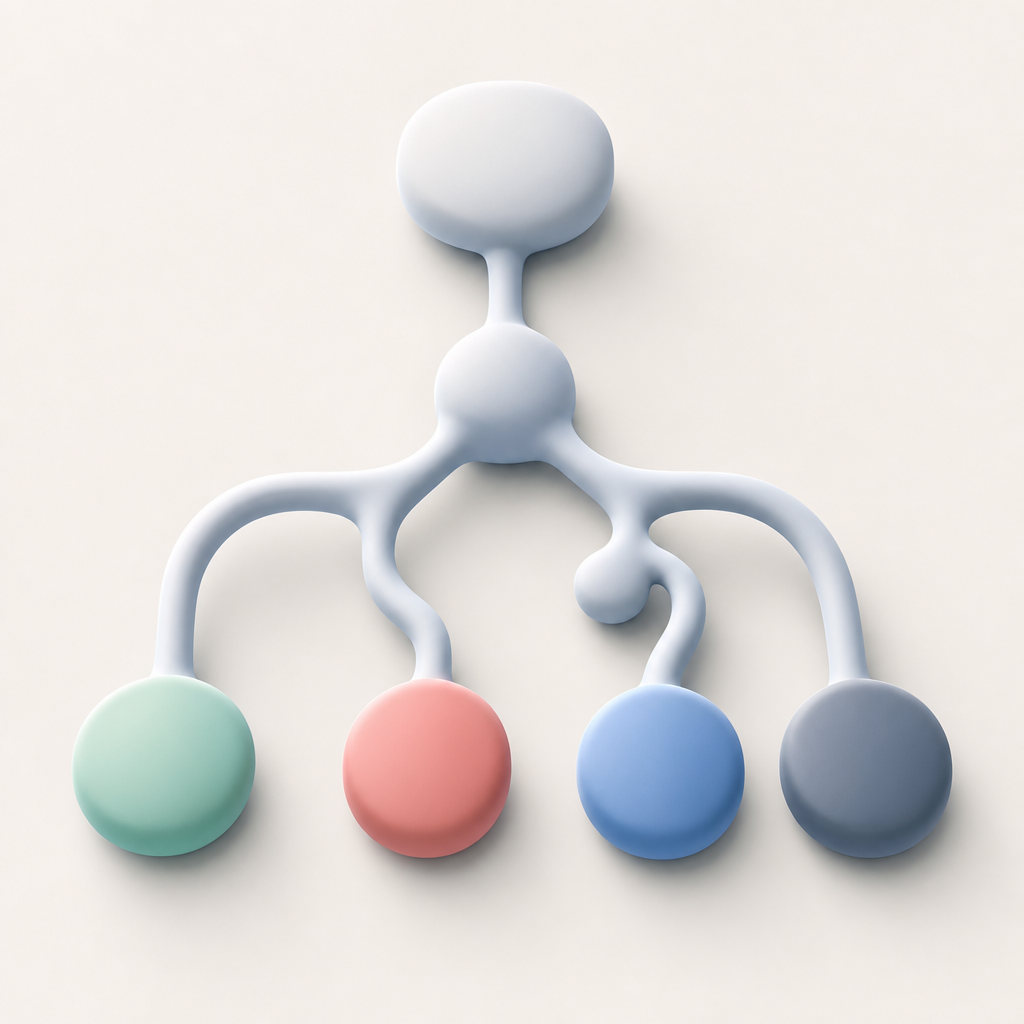 abstract decision tree showing pass, fail, retry, and server denial paths