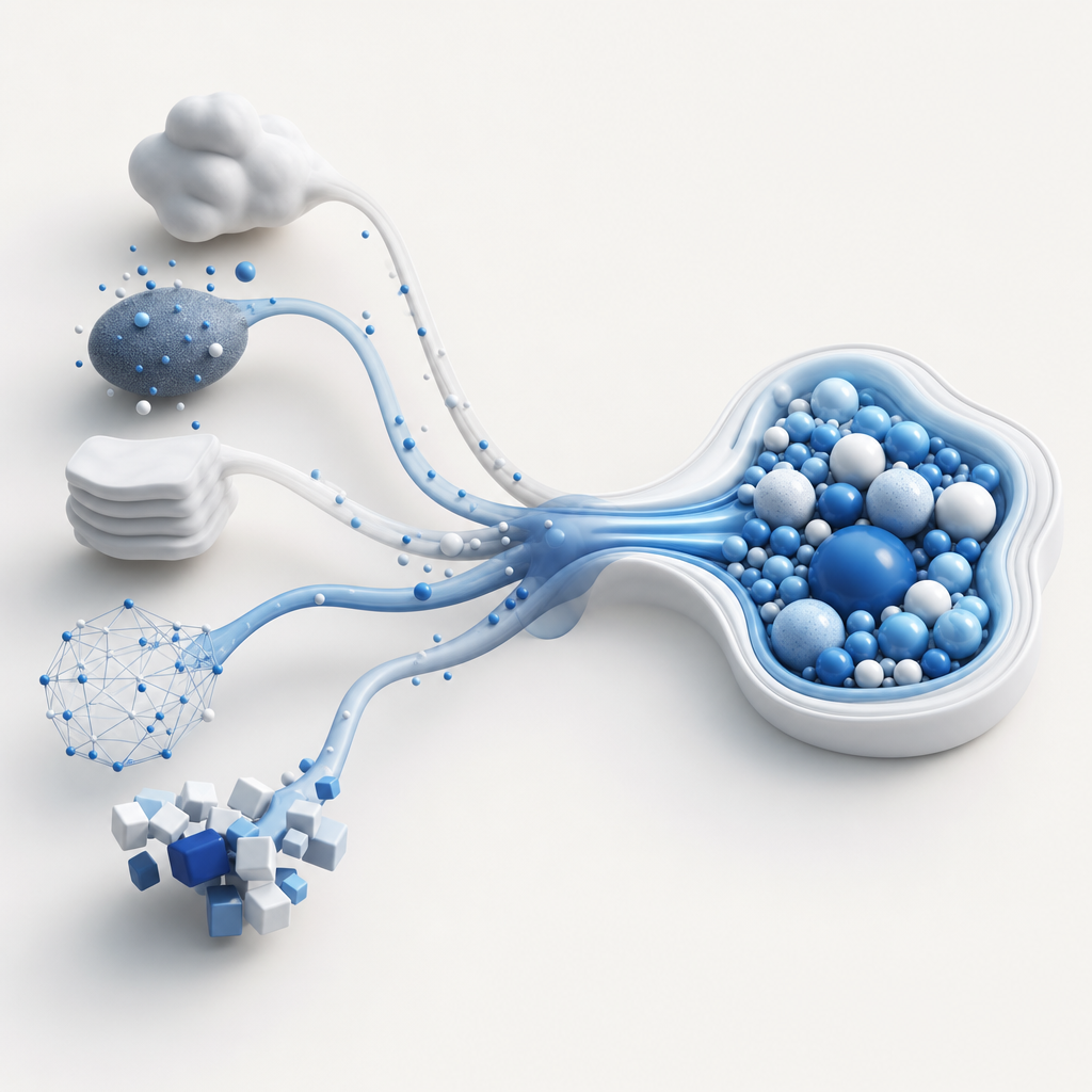 abstract depiction of data flow from various sources feeding a detection dataset