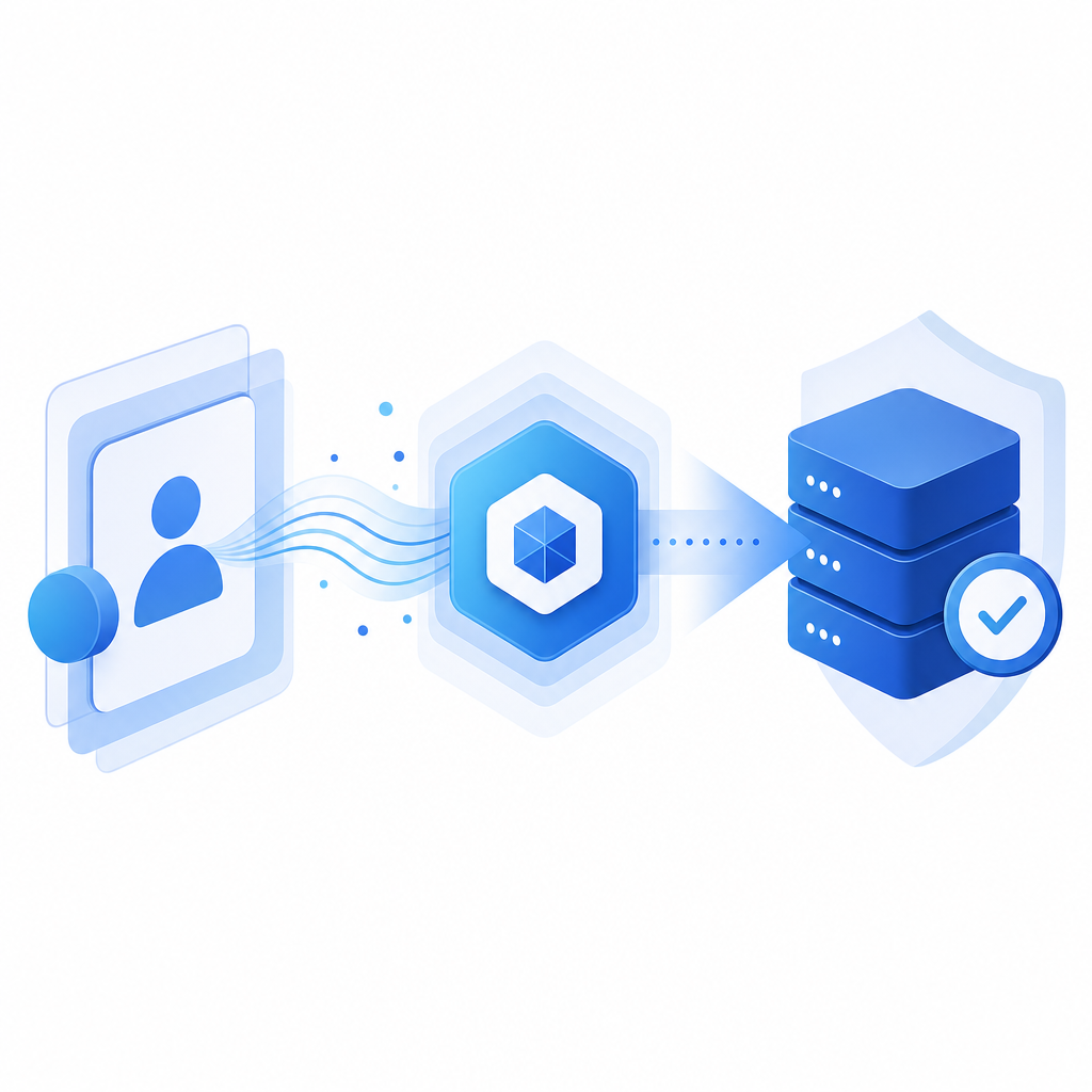 simple layered flow showing client signal, token issuance, and server validation