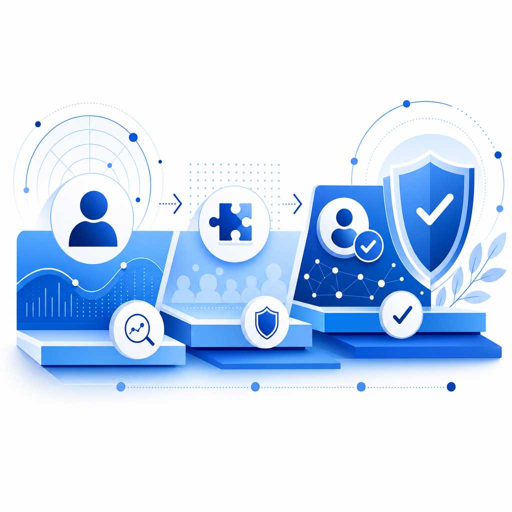 layered security model illustrating behavioral analysis, CAPTCHA, and verificati