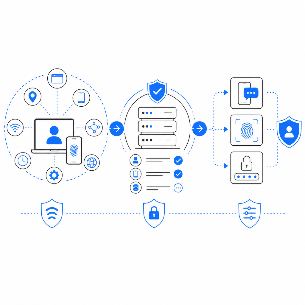 layered security approach diagram integrating client signals, server validation,