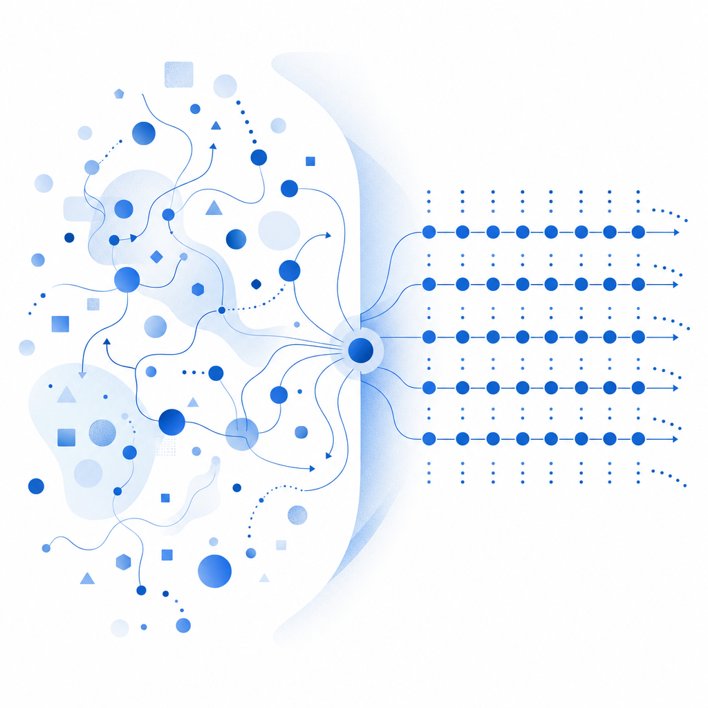 abstract depiction of human vs. bot traffic pattern analysis