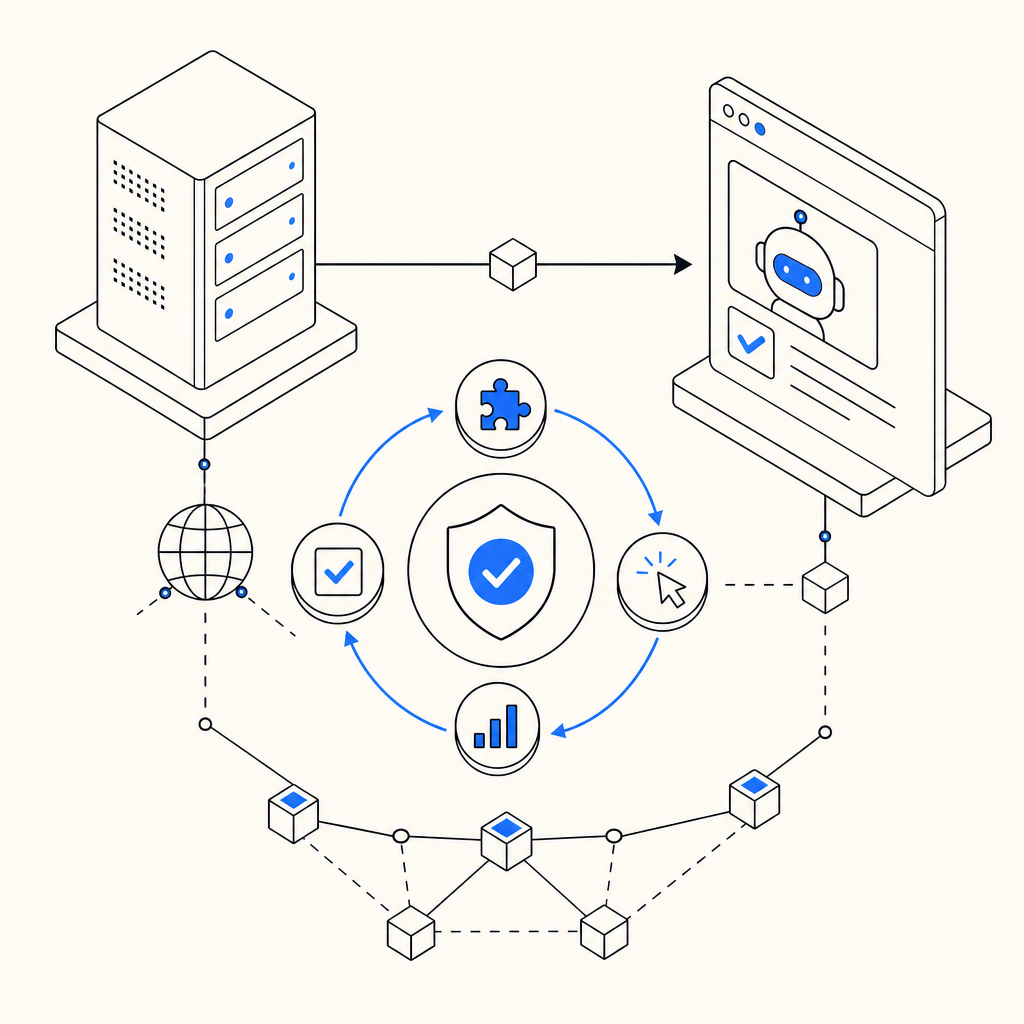 abstract diagram of server-client bot verification workflow