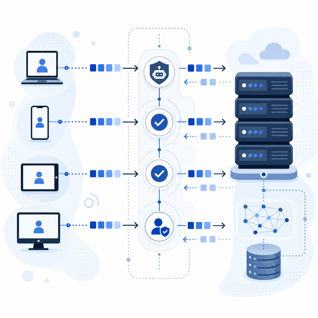 server-client communication flow for bot validation