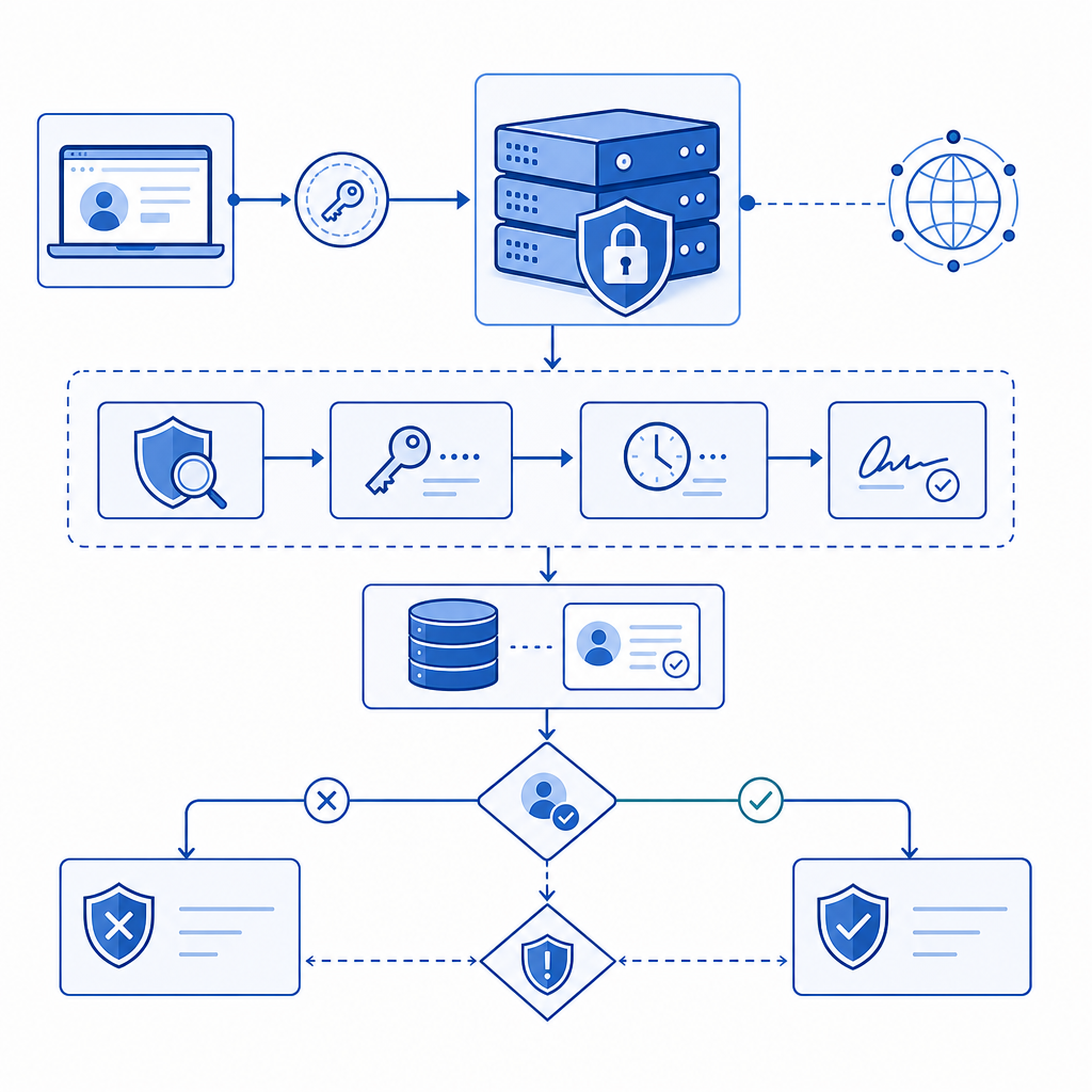 flowchart illustrating server-side token verification and user validation