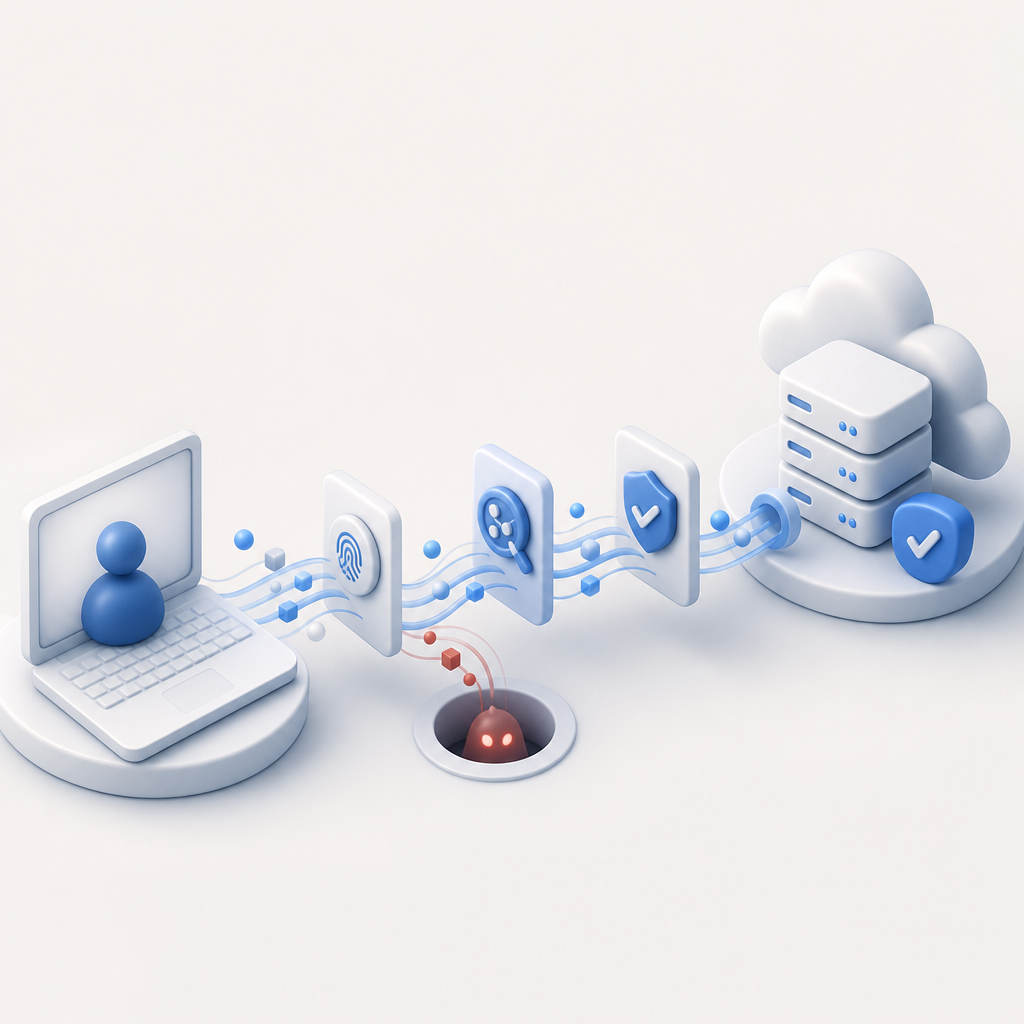 architecture diagram illustrating client-server bot detection workflow