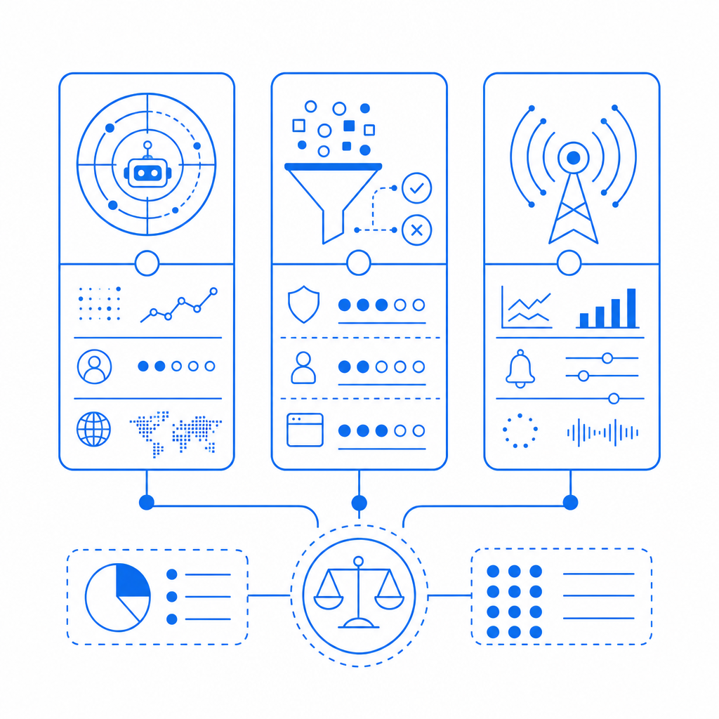 abstract diagram showing comparison between bot detector plugin features